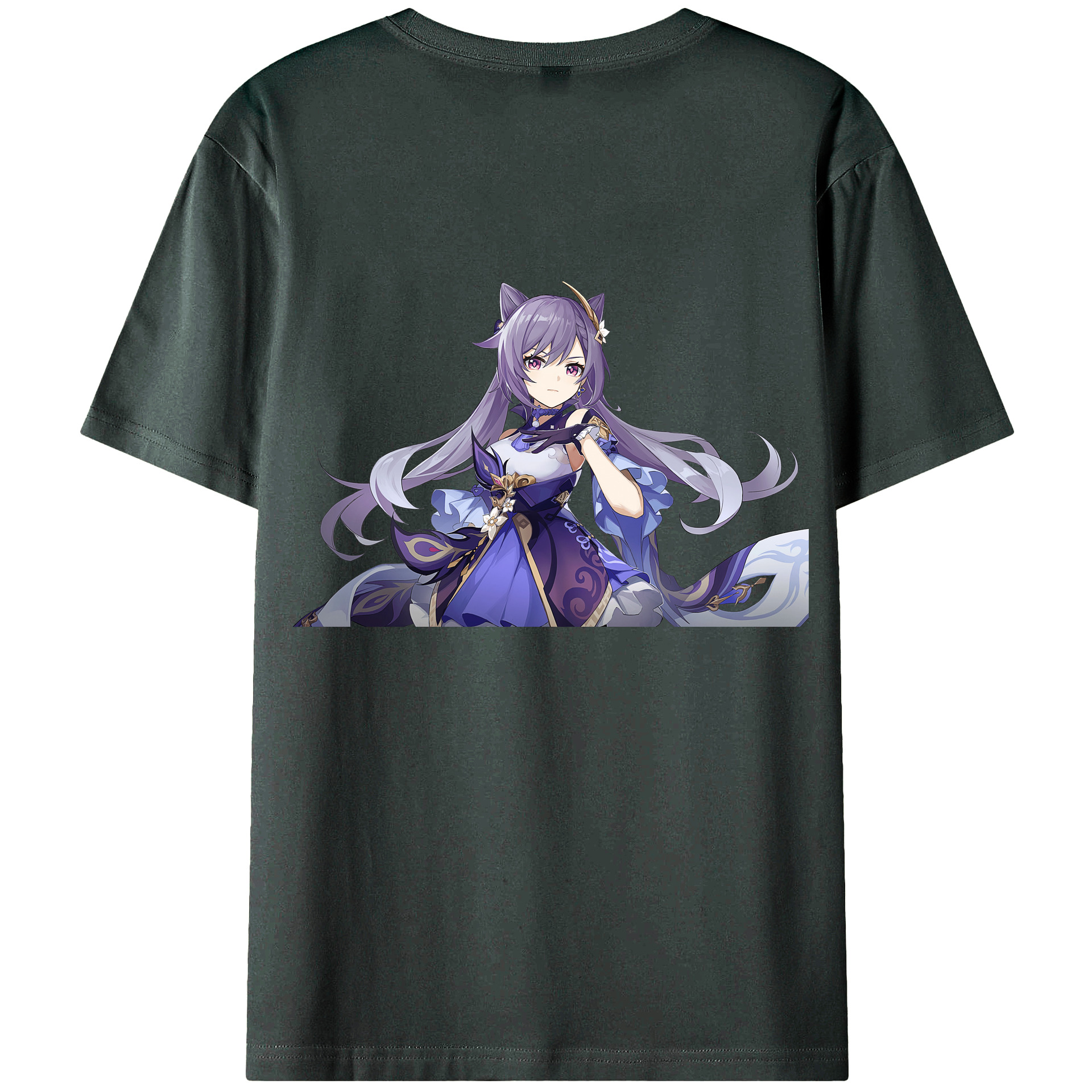 げんし神 刻晴 こくせい genshin Kokusei 綿100％ メンズ半袖Tシャツ（バックプリント） 通気性